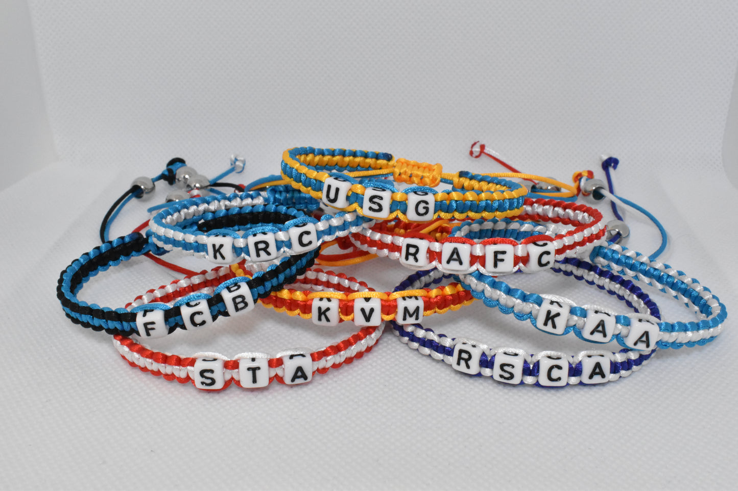 Belgische voetbalclub armband clubkleuren afkorting RAFC RSCA STA USG KAA KVM KRC FCB